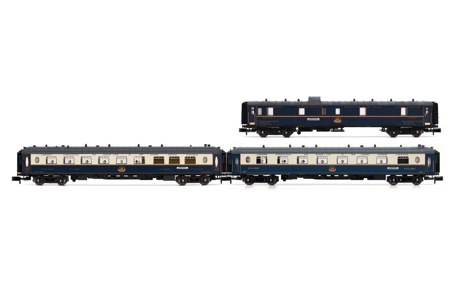Arnold HN4490 CIWL, 3-unit pack Edelweiss Pullman Express, set 1-2 (DD3, VP Fleche d'or, VPC toile du Nord), ep. II Passenger Coaches, Cream-blue