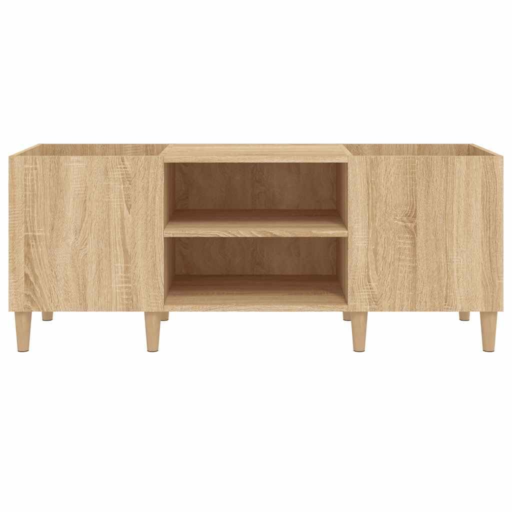 Szafka na płyty gramofonowe, dąb Sonoma 121 x 38 x 48 cm, materiał drewnopochodny, wytrzymała szafka do przechowywania winylowa z drewnianymi nóżkami, idealna do gramofonów i mediów