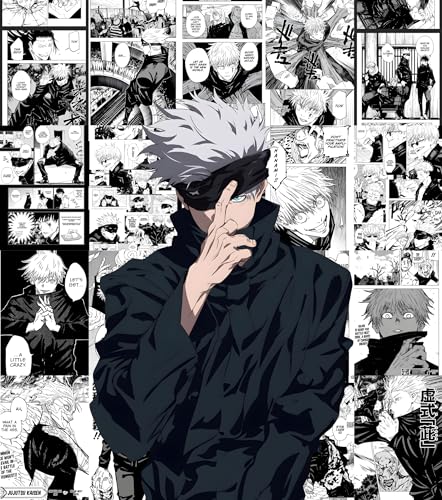Image of Moment Prints Gojo Satoru Manga Collage Poster Set - Set of 20, 210 mm x 297 mm, 300 GSM Paper, Anime Posters, Gojo Poster (Gojo Manga 1) - Glue Dots Included, Cardstock