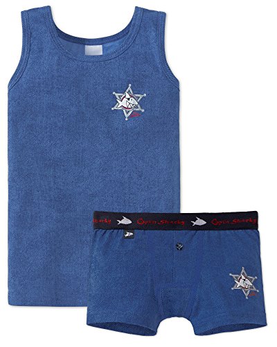 Schiesser Jungen - Capt'n Sharky Unterwäsche Set Unterhemd + Shorts Blau Cover