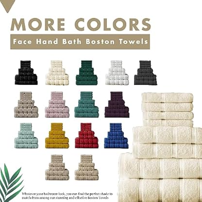 FAIRWAYUK Handtuch-Set für Badezimmer, ultraweich, hochwertig, wasserabsorbierend, Geschenksets, 100 % ägyptische Baumwolle, 4 x Gesicht, 2 x Hand, 2 x Badetücher, 8-teilig, Cremefarben – Bild 6