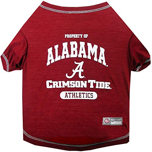Pets First Collegiate Alabama Crimson Tide Dog T-Shirt, Small. - Licensed Shirt for Pets Team Colored with Team Logos.- Premium Stretchable Materials for The Comfrot of Your Dog & Cat.