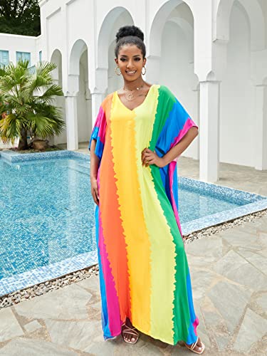 Image of NFVNKJ Women's Plus Size Beach Lounge Kaftan Maxi Dress Swimsuit Coverup for Women