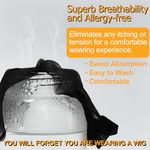 image for BEEOS Black SKINLIKE HD Wig Cap, 4 Pieces Invisible and Sheer Breathab