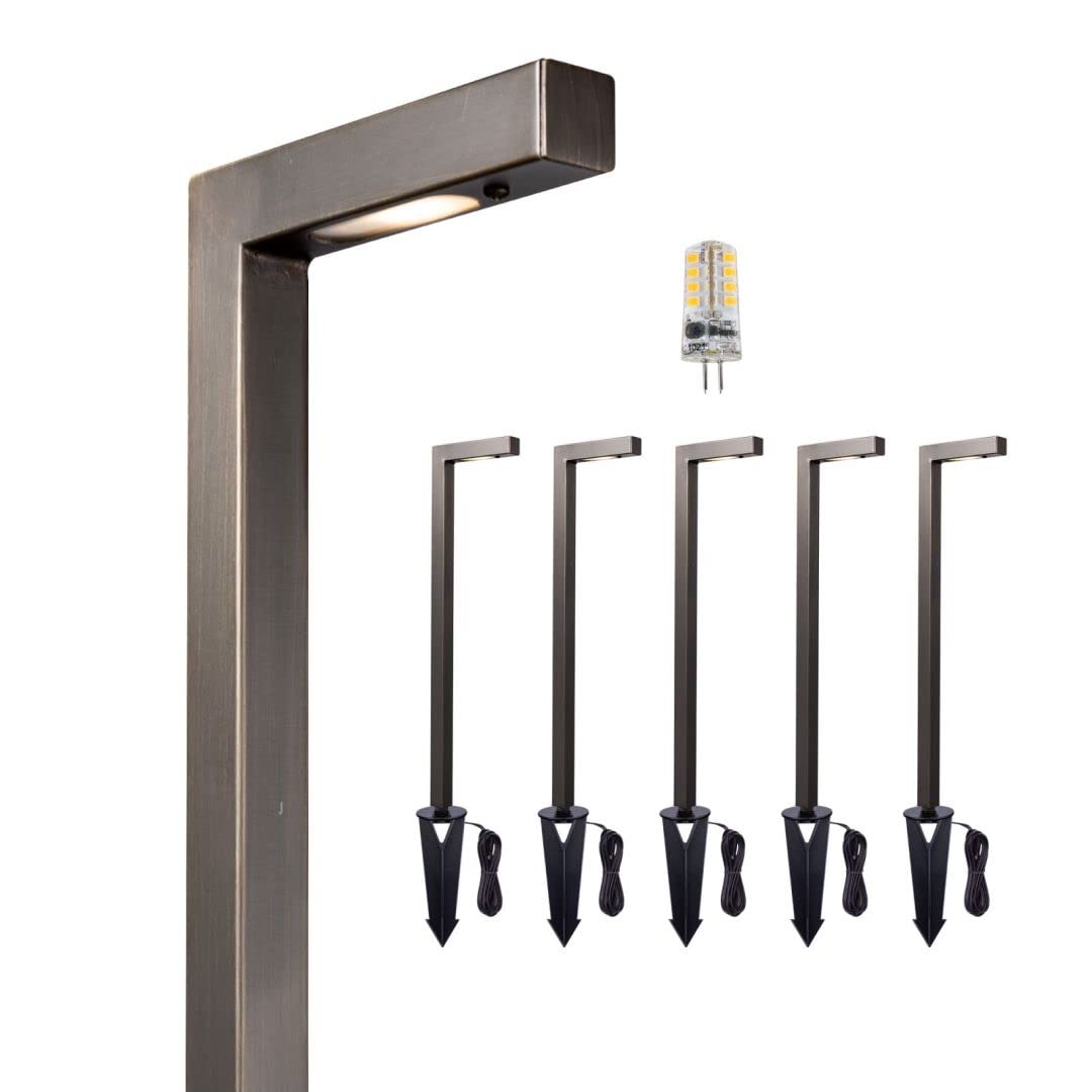 Gardenreet Outdoor Pathway Lights Brass, LED Landscape Path Lights, Low