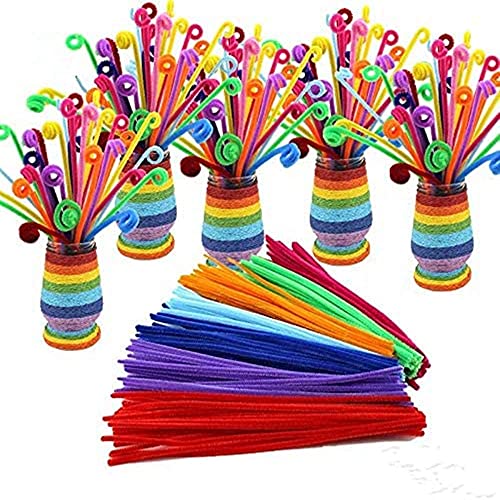 100 limpadores de cachimbo, hastes de chenille de 10 cores, 6 mm x 30 cm, adequado para artes, proje