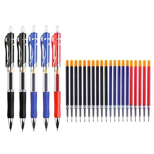 JOMPENS Juego de 25 bolígrafos de gel para escribir, tinta negra, roja y azul, bolígrafo de 0,5 mm, suministros escolares de oficina (mixtos)