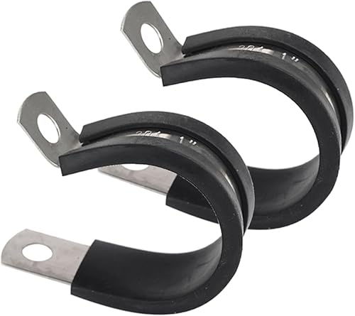Miniatura 7 de 15 abrazaderas de cable de acero inoxidable de 1 pulgada, abrazadera aislada acolchada de goma, abrazadera aislada, abrazadera de metal, abrazadera