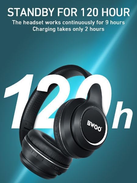 BWOO BW580 Headphones Battery Life: 120 Hours Standby, 9 Hours Playtime