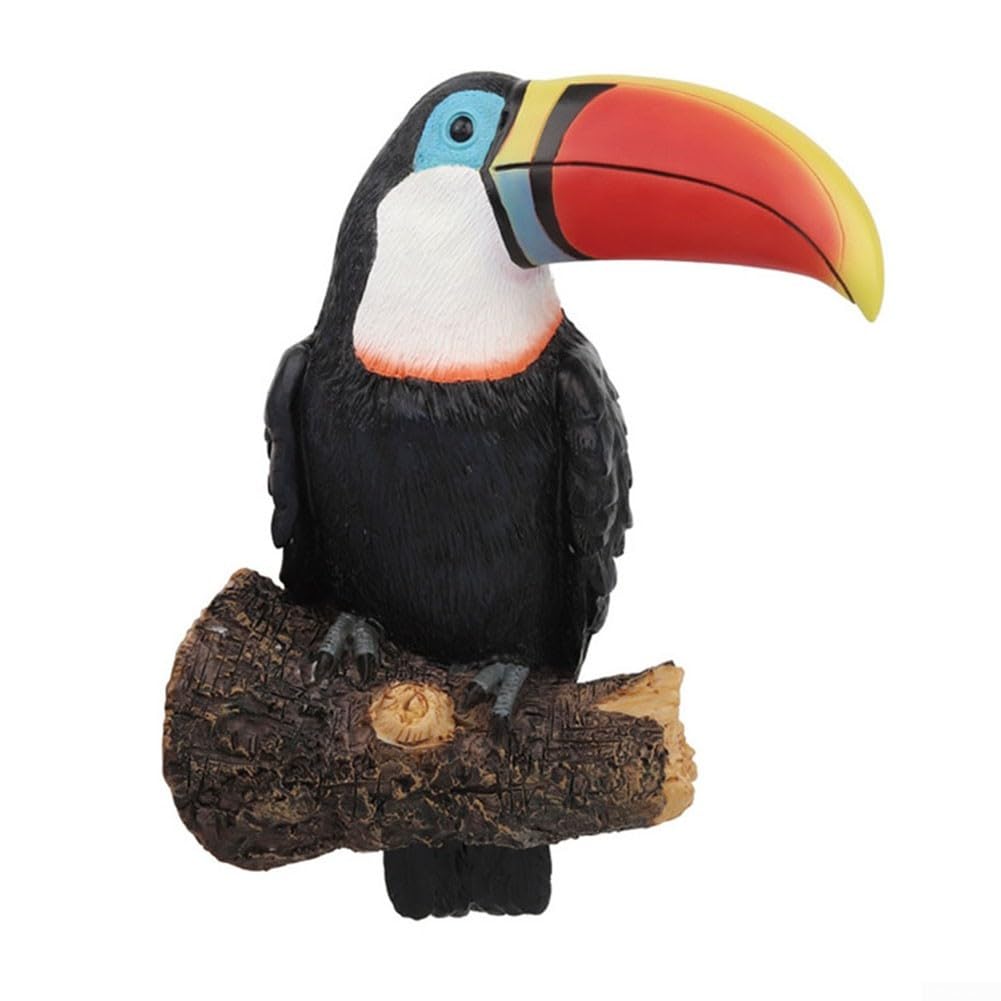Toucan déco en résine oiseau coloré à suspendre pour une atmosphère estivale au jardin