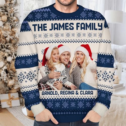IZI POD Custom Ugly Christmas Sweatshirt, Funny Photo Christmas Sweatshirt, Gift for Men, Women, Family Member, Christmas3