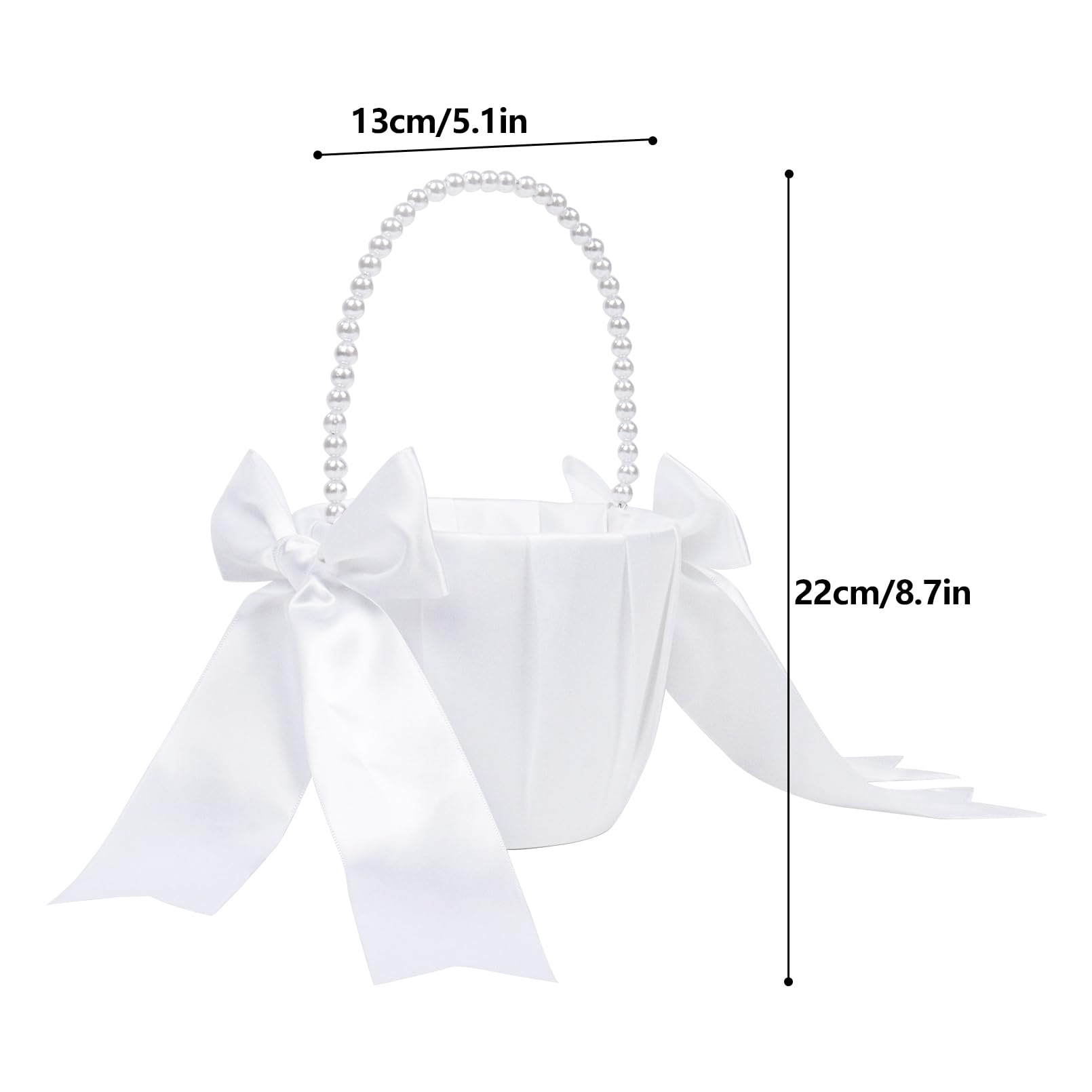 2 Stück Blumenmädchen Korb, Weiß Blumenkorb Hochzeit für Blumenmädchen, Blumenkorb Blumenkinder mit Henkel und Schleife
