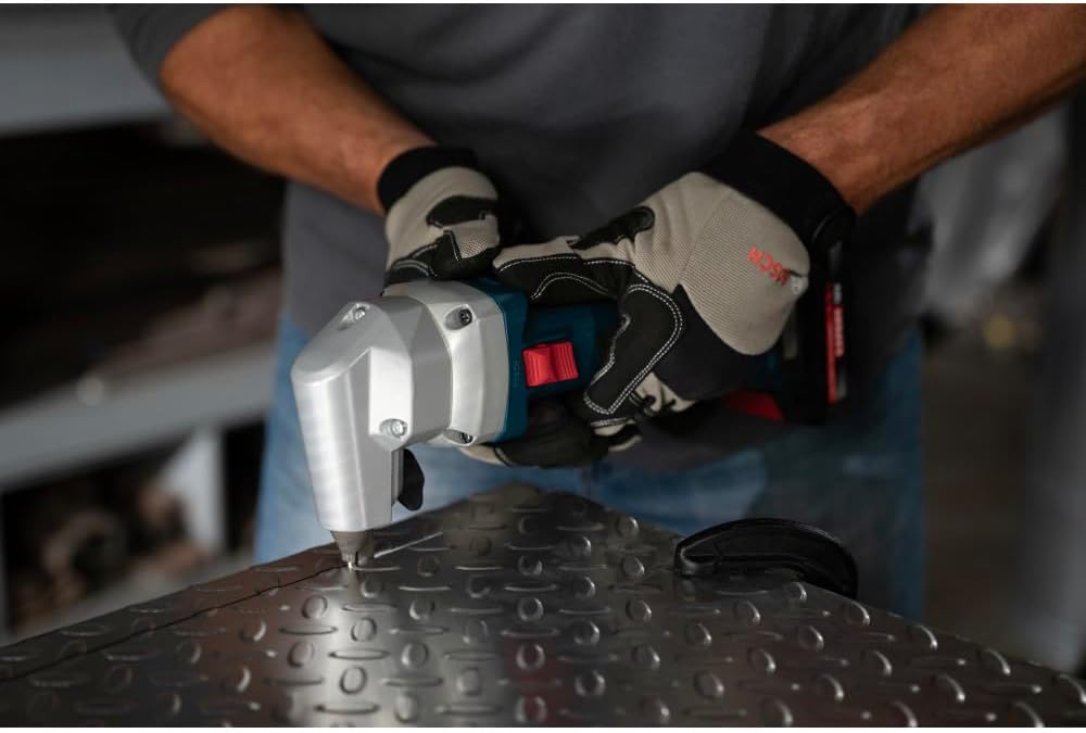 BOSCH GNA18V-16EN 18V 16-Gauge Nibbler with Brushless Motor & Rotating Die Holder for Versatile Cuts in Sheet Metal, Roofing, and Ventilation Ducts (Bare Tool)