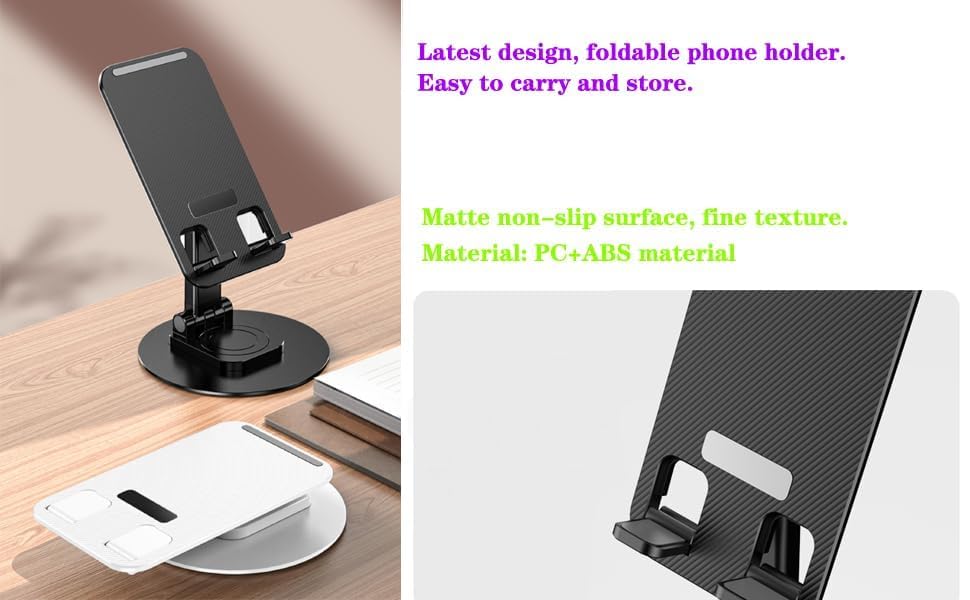 Image of Loire Height & Angle Adjustable Cell Phone Stand, 360 Rotation Foldable Aluminium Desktop Phone Holder Mount, Universal Dock for iPhone, iPad & Other Smartphones (4-10 inch Devices) - White