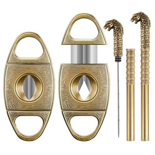 Scotte V-Cut Cigar Cutter Guillotine Precision Cigar Draw Enhancer Tool Needle & Sharp Perfect Cigar Cutters Cigar Accessories Set