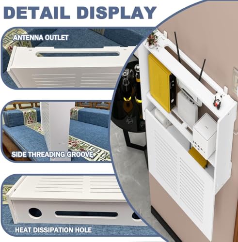 Boîte de rangement WiFi murale blanche abri décoratif pour câbles et décodeur TV - 6