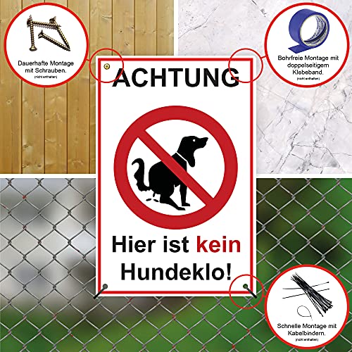 2 Stück Achtung hier ist kein Hundeklo Schild 20 x 30 cm aus stabiler PVC Hartschaumplatte 3mm keine Hundetoilette mit UV-Schutz von STROBO