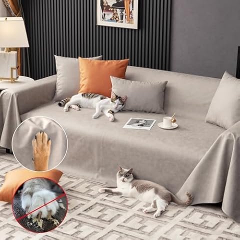 Foreate Waterproof Couch Covers for Pets Washable Sofa Cover Sectional Couch Cover Blanket for 2-3 Cushion Couch Sofa Cozy Dog Cat L Shape Furniture Couch Protector (Light Grey, 82"x102") Cover