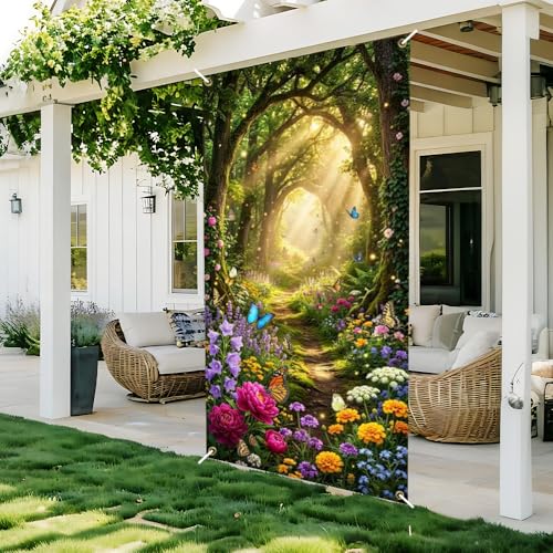Image of Enchanted Forest Door Cover Butterfly Floral Front Door Banner