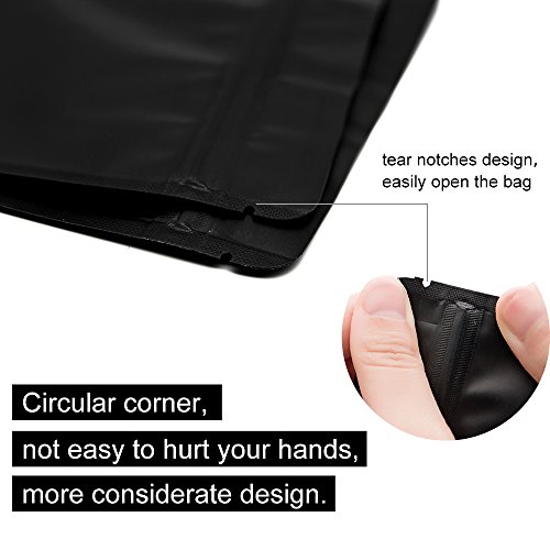 Googou Matte Black Resealable Zip Mylar Bag Food Storage Aluminum Foil Bags Smell Proof Pouches 50Pcs (4.33X6.69 In) #TOP2