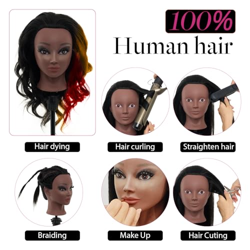 Image of 18 inch Mannequin Head Human Hair, 100% Real Hair for Makeup Practice