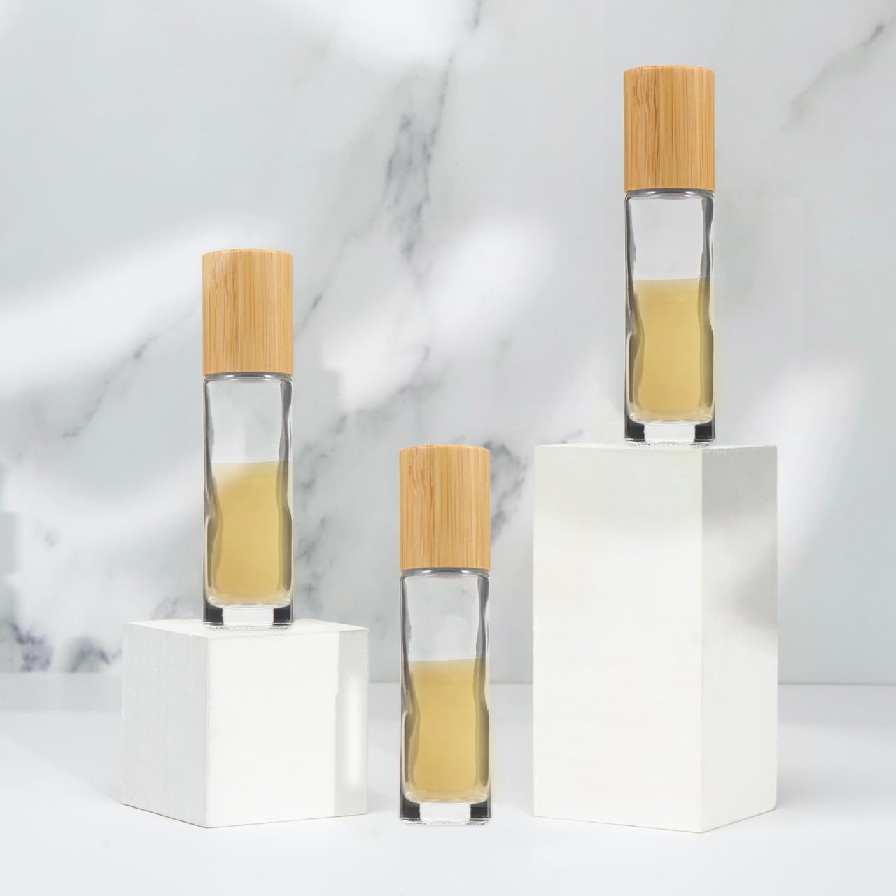 OUNONA Botellas Roll-on De Vidrio De 3.38In Para Aceites Esenciales Y Perfumes Mini Botellas Recargables Transparentes Antifugas Para Viajes Y Uso Diario