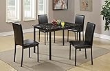 Poundex Dining Table with Black Marble Finished Top and 4 Chairs, Multicolor