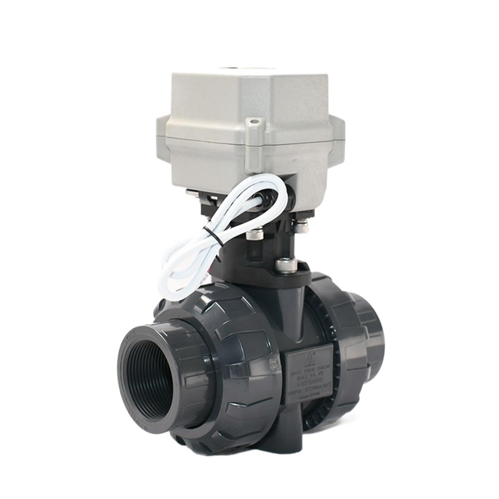 Valvola a Sfera, Valvola elettrica DN40 1-1/2'' a sfera motorizzata con unione vera a 2 vie estremità incollata valvola a comando manuale(GLUE END_DC24V_CR301)