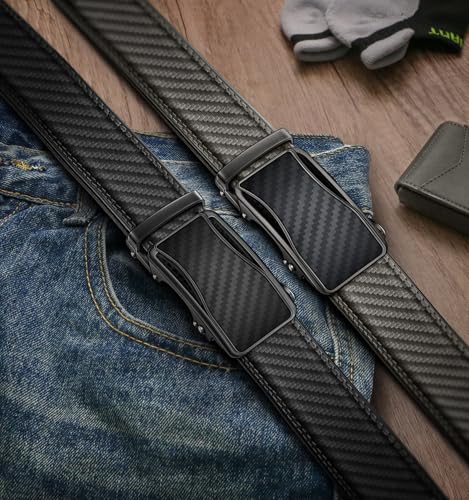 Image of BULLIANT Men's 2-Pack Ratchet Leather Belt Trimmable 1 3 /8 inch-Gift Boxed