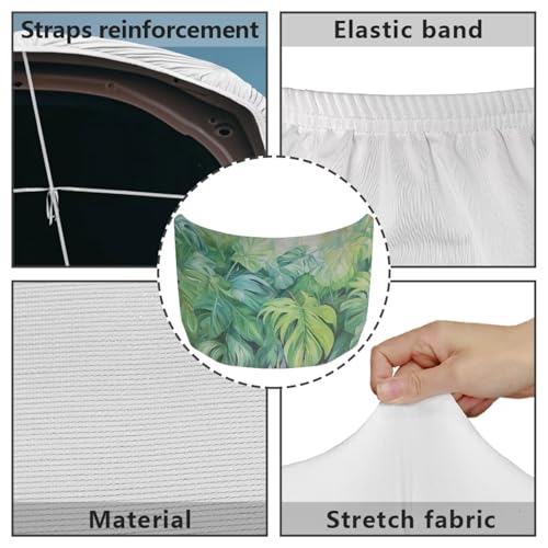 Image of Green Palm Leaves Car Hood Cover for Automobiles, Car Bonnet Banner, Universal Fit, Elastic Polyester, Stretchable, Waterproof Automotive Hood Covers,Car Accessories