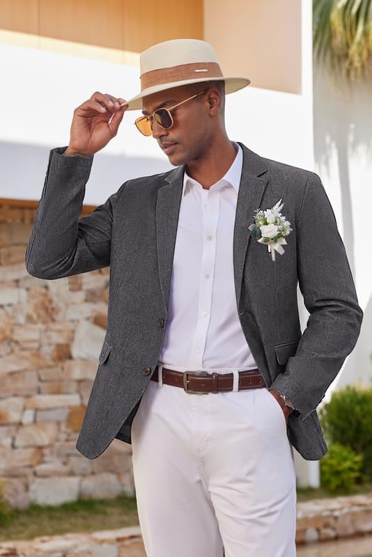 COOFANDY Men's Casual Blazer Sport Coats and Blazers Lightweight Two Botton Business Linen Blazer Suit Jacket - Image 2