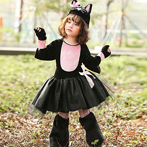 KESYOO Menina Halloween Traje Cosplay Gato Role Play Tutu Vestido Chapéu Desempenho Saia Roupa para