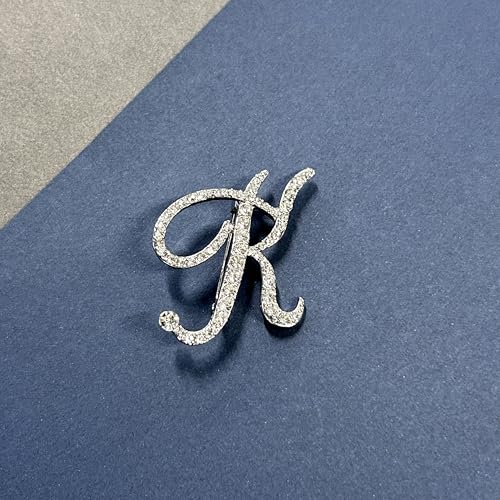 Image of Rhinestone Initial Brooch Pin for Women, Alphabet Gold Letter Brooch A-Z with Crystal, Metal Pin for Hat Bag Dress Suit Accessory for Men