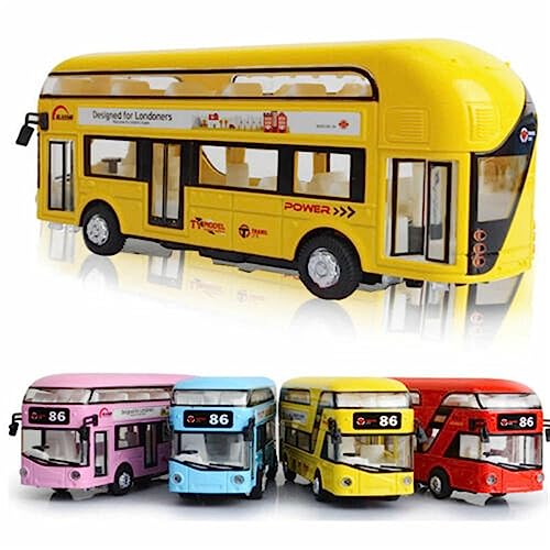 Image of DEOXY Decker Bus Toys for Kids Diecast Metal Bus Alloy London Light & Music Open Door Collection Toys for Boy Kids (66033 green0)