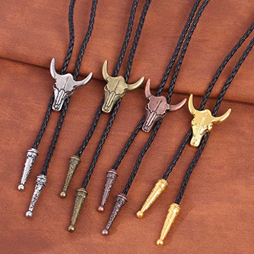 Image of HUABOLA CALYN Native American Bolo tie Rodeo Cowboy Leather Necktie Western Bolo ties for Men Women Necktie for Concert Fans