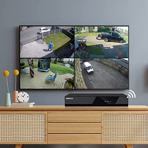 [Audio Recording] SANSCO 2K HD Wireless Security Camera System 1TB Hard Disk, 8CH NVR (4) 3MP HD WiFi Outdoor/Indoor Waterproof Cameras with Mic, Night Vision, Motion Alert, Remote Access on PC/Phone