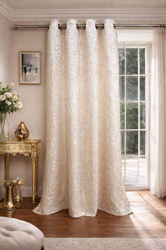 Image of Velvet 9 Feet Blackout Curtain Panels, 70% Light-Blocking Heavy Thermal Insulated Drapes Set of 1 (274 * 121cm, Cream)