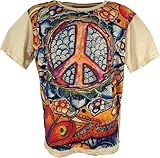 GURU SHOP Mirror T-Shirt - Peace/Beige, Herren, Size:M