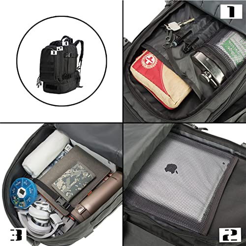 Greencity Laptop Backpacks Tactical 3 Day Expandable Bug Out Bag Classic Case Travel Hiking，Black4