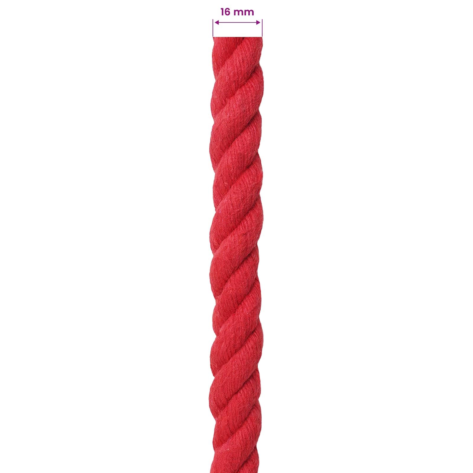 Cuerda de algodón rojo de 1,6 x 1,6 x 5000 cm, 3 capas, cuerda de cuerda o cuerda para manualidades, macramé, decoración, fijación al aire libre y jardín, fácil de agarrar