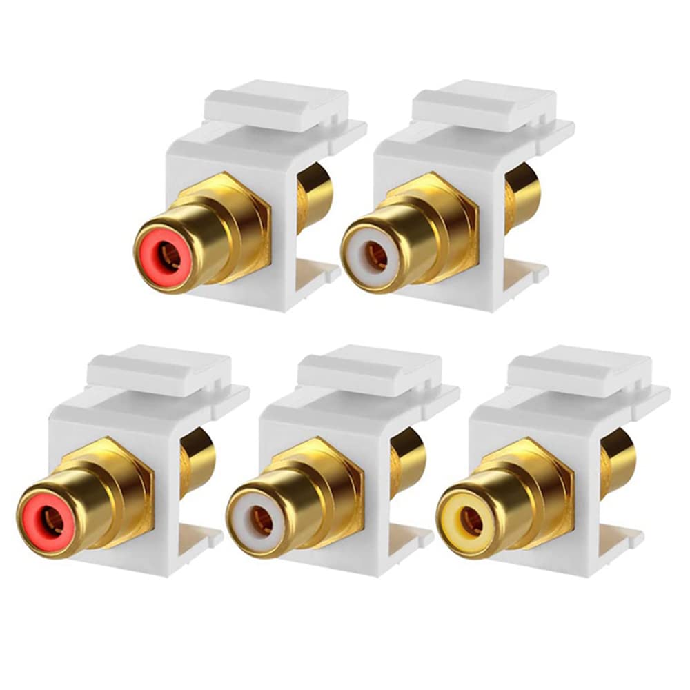Placcato oro RCA Keystone Jack Insert Connector Femmina Snap in Adapter for Wall Plate