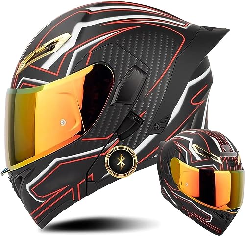 Casque de moto intégral Bluetooth rabattable anti-buée double visière M
