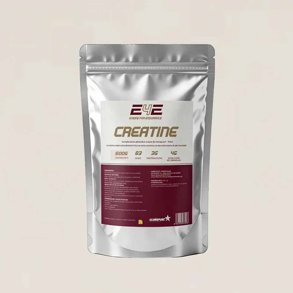 Engine for Endurance Creatina CLONAPURE® 500g | Creatina Monohidrato + Fosfocreatina | Sistema ATP-PCr | Sin Carga | Vegano | Certificado WADA | Fabricado en Europa