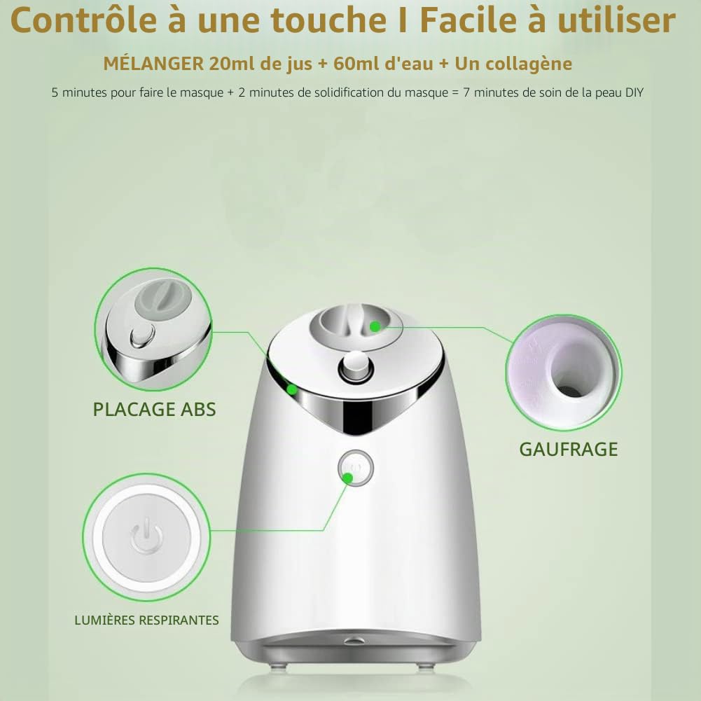 Machine de Masque Facial, Machine de Masque de Légumes de Fruits Bricolage, Fabricant de Masque de Visage de Légumes de Fruits Naturels Multifonctionnel Automatique