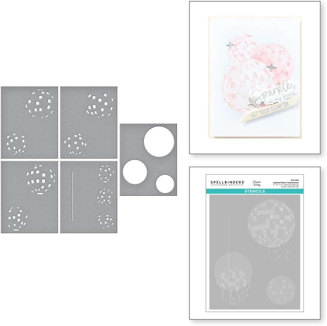 Spellbinders STN-094 Layered Disco Impressions Stencils from The Shine Bright Collection by Carissa Wiley
