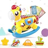Kuanhong Baby Music Toy, Toddler Music Toys with Xylophone, Educational Baby Toy with Lights, Music, Blocks, Shape Sorter 5-in-1 Pony Toy Baby Birthday Gifts for Boys Girls