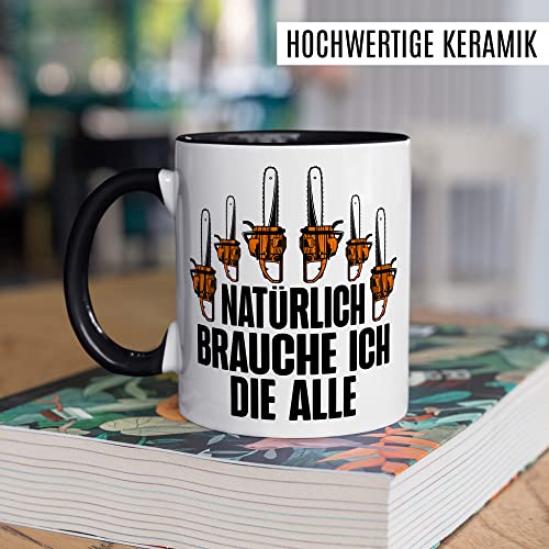 Holzfäller Tasse Kettensäge Geschenkidee Wald Kaffeetasse mit lustigen Spruch Geschenk für Förster...