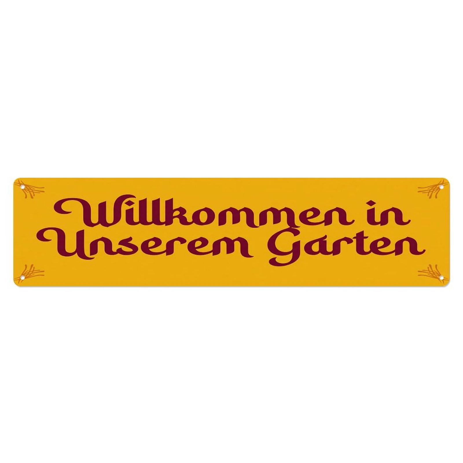 Vintage Welcome to Our Garden Saffron Yellow Metal Tin Sign