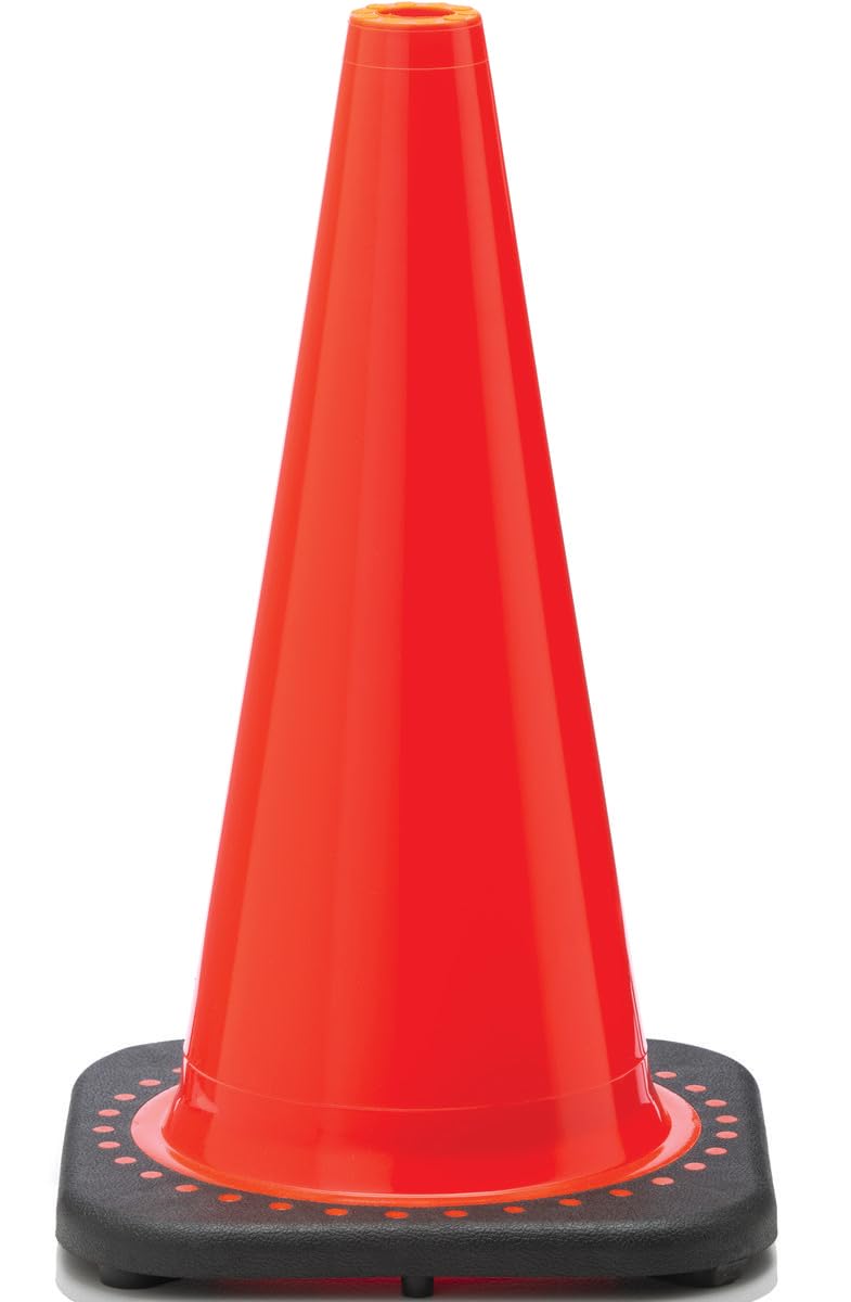 JBC Revolution Series RS45015C 18" Wide Body Traffic Cone - Crush-Proof, Self-Righting Orange Safety Cone