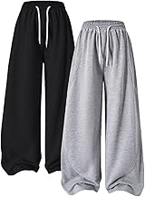 Nivne Tco Teen Girls 2pcs Sweatpants Set Loose Drawstring Waist Kids Casual Baggy Wide Leg Athletic Pants